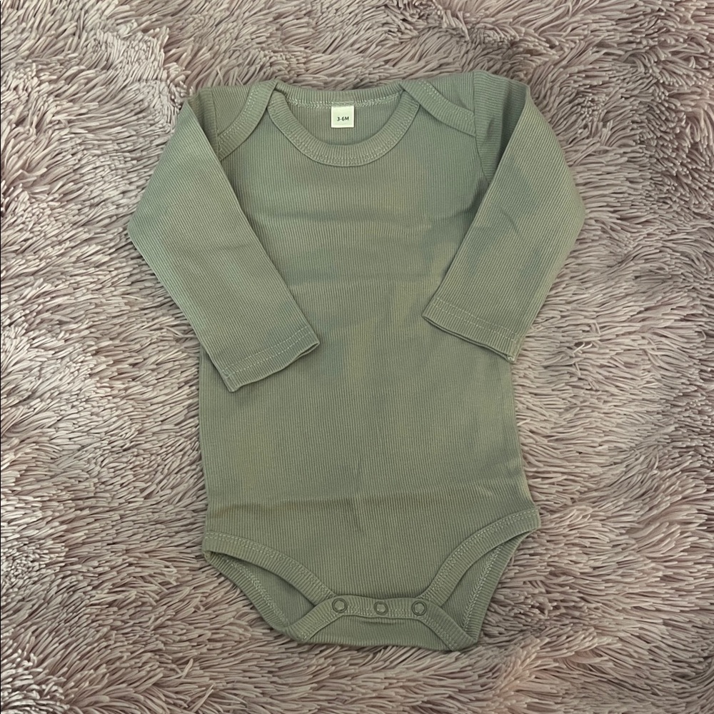 Soft Gray Long Sleeve Baby Bodysuit